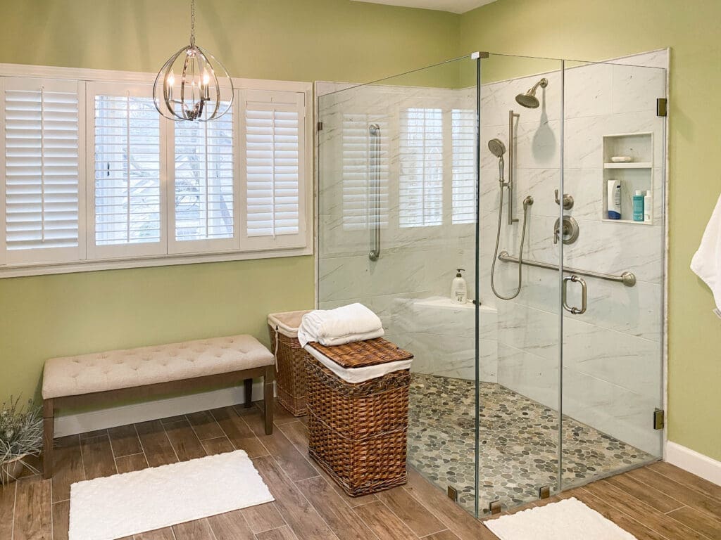 A master bathroom renovation done in Falls Church, Virginia